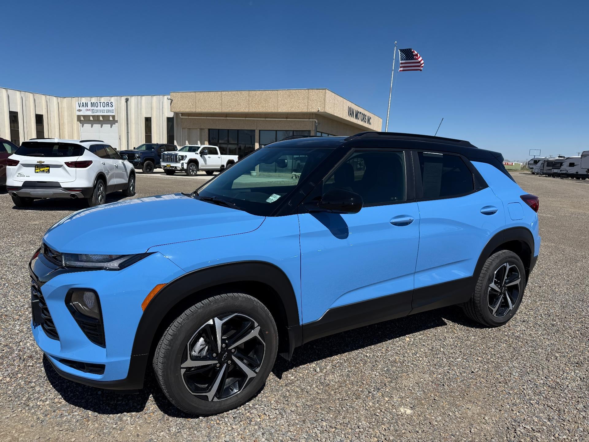 2023 Chevrolet Trailblazer RS in Fountain Blue — front three-quarter view
